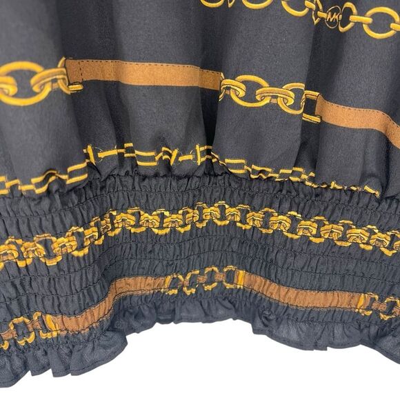 Vintage Michael Kors Equestrian Print Blouse Womens Large Navy Blue Sleeveless - Picture 3 of 6